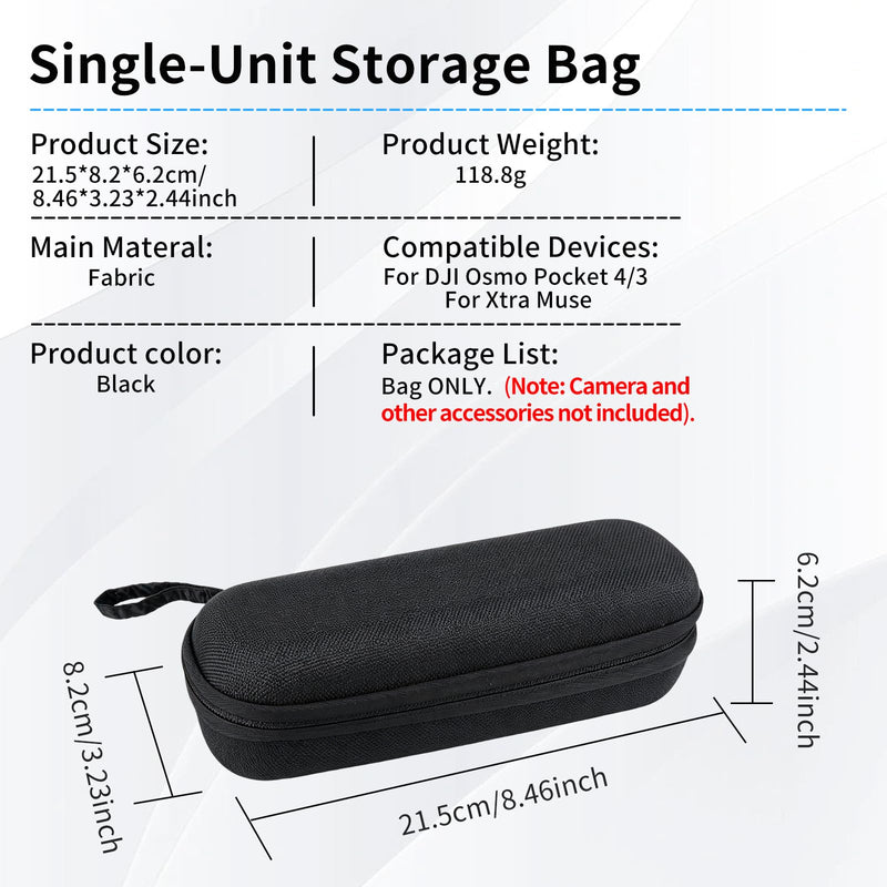 CQT Carrying Case for DJI OSMO Pocket 4 3, Portable Storage Small Protector Hard Bag for Pocket 4 3 Xtra Muse Vlogging Camera Accessories Protective Travel Organizer (Black) Black