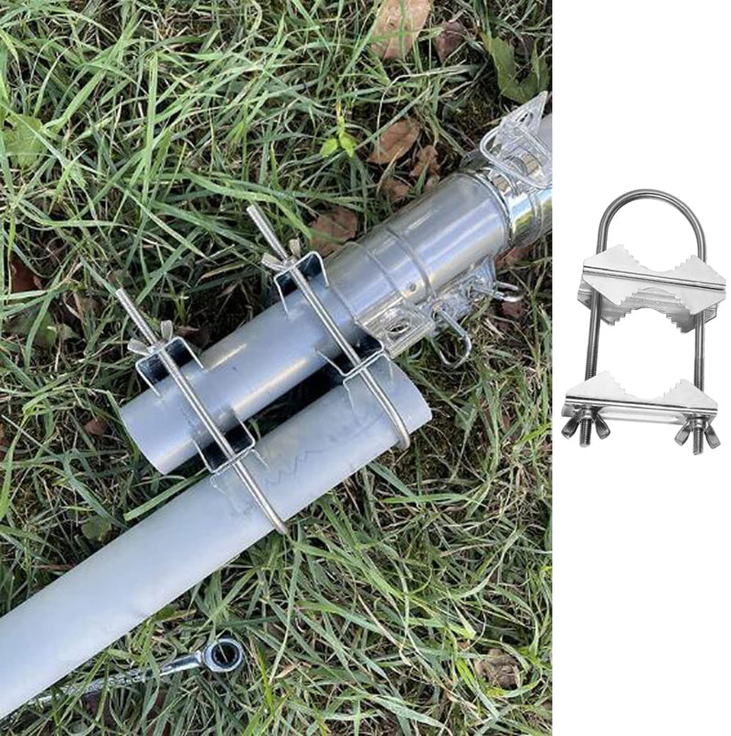 Double Antenna Mast Clamp Heavy Duty Pole to Pole Mounting Kit V Jaw Block with U-Bolt Mounting Hardware for TV CB Ham Antenna Parasols Flags and Fishing Rods