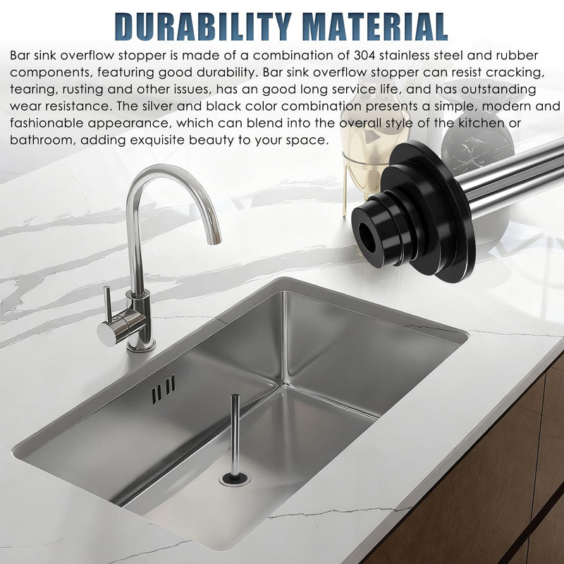 4 Pcs Universa Bar Sink Overflow Pipe, Stainless Steel Bar Sink Drain Overflow Stopper Fittings for Kitchen Commercial 1", 1-1/4", 1-1/2" Drain