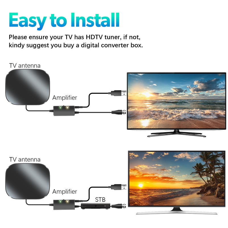TV Antenna for Smart TV Indoor, Digital Antenna for Local Channels | 2026 Upgraded TV Antenna, Support 4K 8K 1080p HD Antenna with Amplifier Signal Booster & 18FT Coaxial Cable