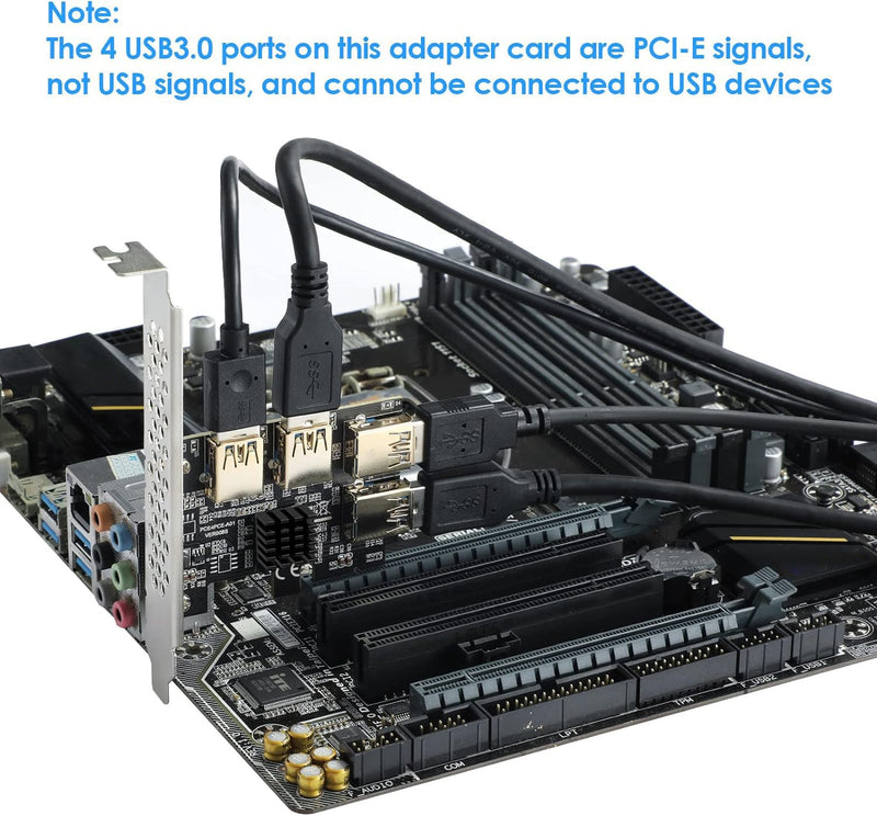 PCI-E 1-4 Riser Card, 16X Slots Riser Card Adapter, USB 3.0 Expansion Card, for DOS/Linux/WinXP/Win7 / Win8 / Win10 (No USB Cable)