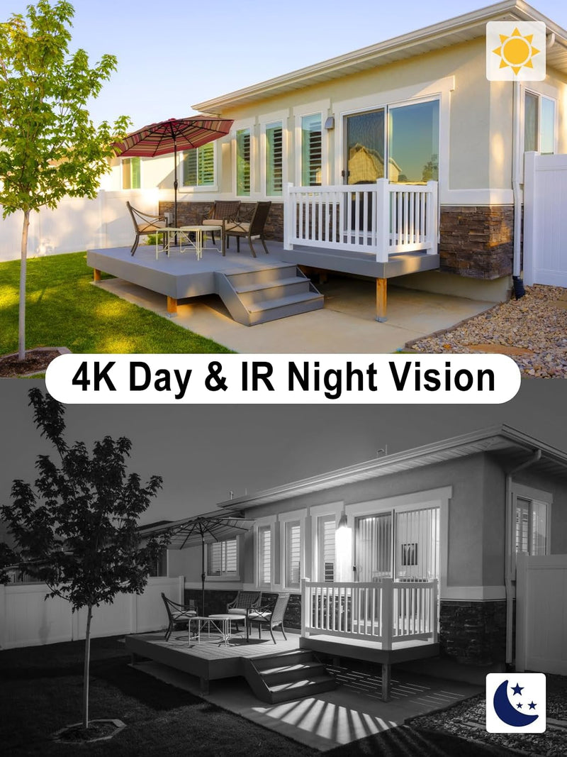 Anpviz 4K PoE IP Camera Outdoor, 8MP Smart Dual Light Turret Camera, Human/Vehicle Detection, 2.8mm Lens Wide Angle, Full Metal Housing, Built-in Mic, 120dB WDR, IP67 Waterproof, No Adapter(H Series)