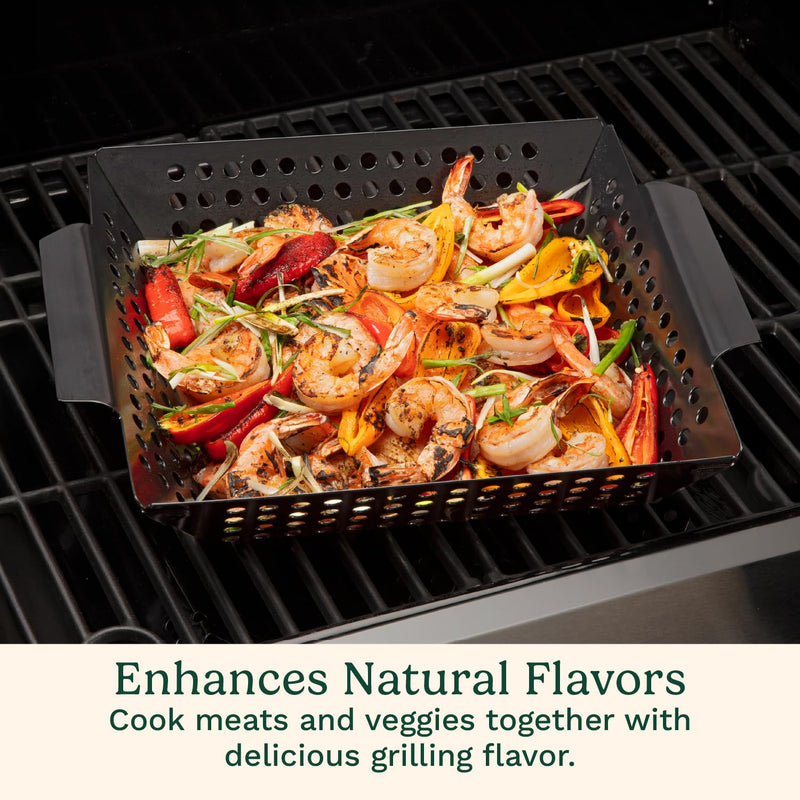 Cuisinart 11" x 11" Non-Stick Grill Wok, Perforated BBQ Grill Basket for Grilling Veggies, Meat & Stir-Fry, Outdoor Grilling Basket for Charcoal and Gas Grills 11 x 11-Inch
