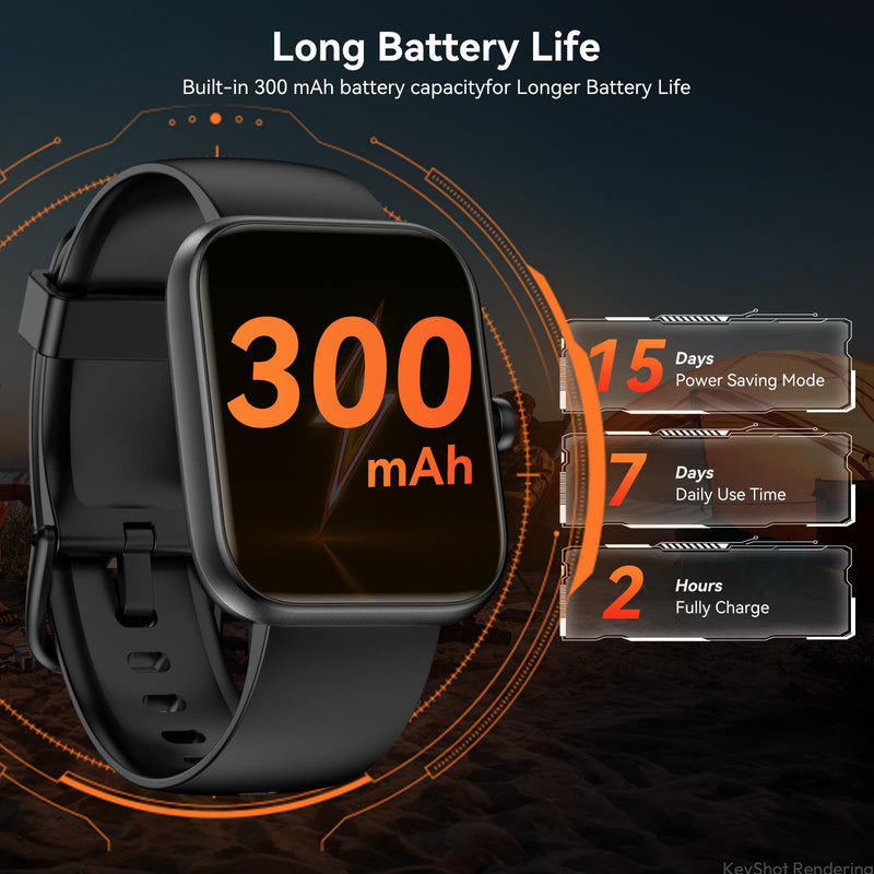 Smart Watch with Alexa Built-in, 1.83" HD Touchscreen Fitness Tracker, Bluetooth Notifications/Calls, IP68 Waterproof, 120+ Sport Modes, 24/7 Heart Rate & Sleep Monitor for iPhone Android iOS (Black) Black