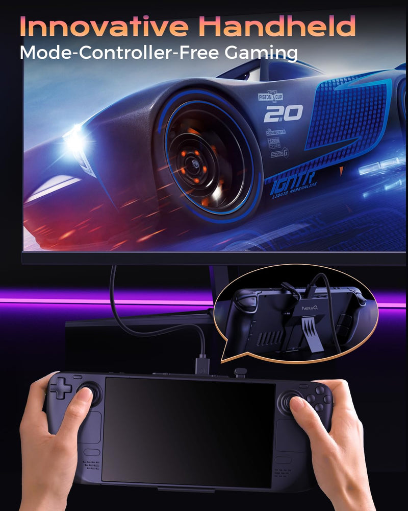 Steam Deck Dock for Steam Deck/OLED with Foldable Stand, HDMI 4K@60Hz, 2 USB A 3.0, 100W Max PD-in, Portable or Desktop Accessories, Perfectly Match The Heat Dissipation Holes USB3.0 Version