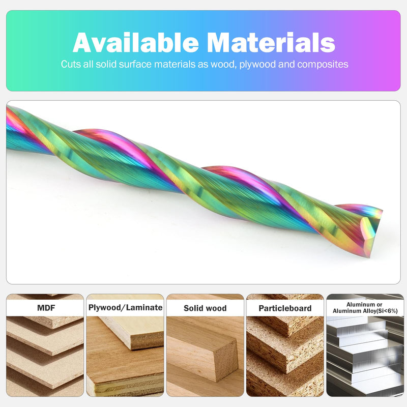 Upcut Spiral Router Bit Extra Long 4 Inch Overall Length, 2 Inch Cutting Length with TAC Extreme Tool Life Coated, Carbide Up Cut CNC Router Bits for Wood Carving Tools 1/4" Dia - 2" CL -1/4" Shank