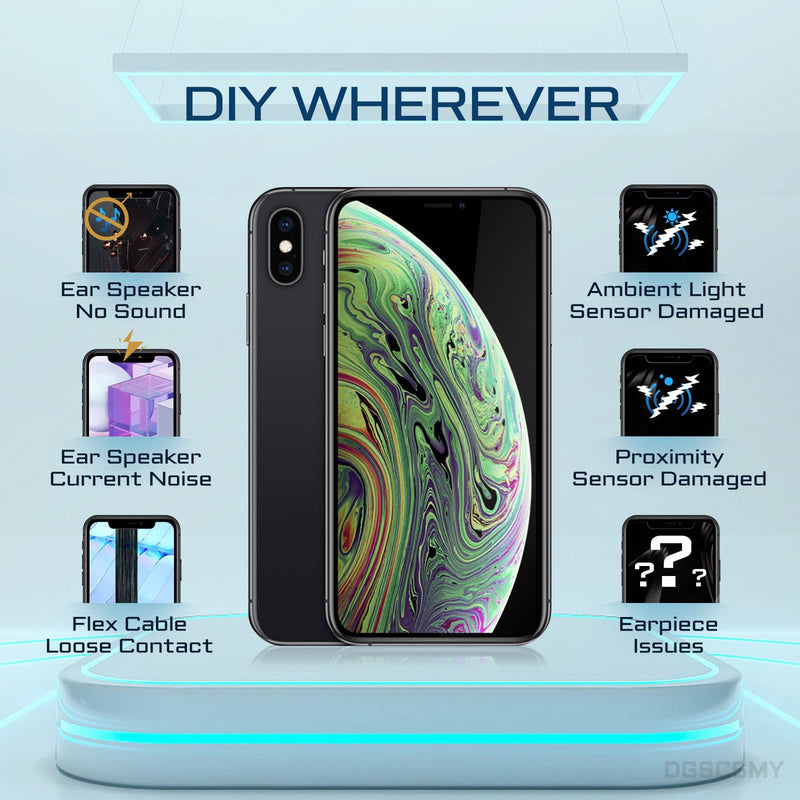 for iPhone Xs Earpiece Front Speaker Replacement Repair 5.8" OEM Ear Module with Ambient Light Sensor Connector Proximity Sensor Fix Tools Kit for A1920 A2097 A2098 A2099 A2100