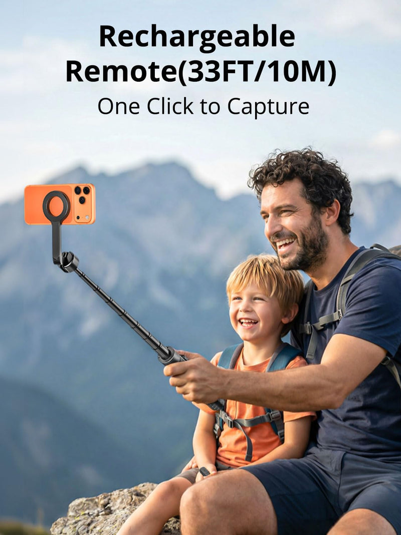 69" Magnetic Phone Tripod for iPhone w/Remote Control UPT-01M | For iPhone 12-17 & Android, 360° Rotation, Compatible w/ MagSafe, Magnetic Ring Attached,Video Recording & Vlogging