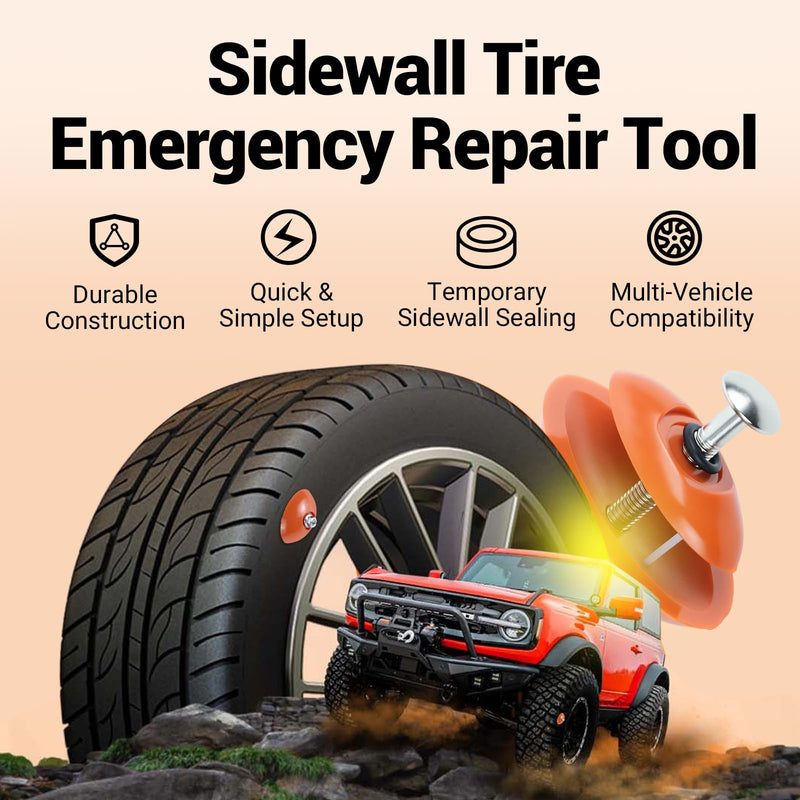 3 Pcs Sidewall Tire Repair Kit, Tire Puncture Repair Kit Portable Side Wall Slug Emergency Repairs Tool Compatible with ATV UTV SXS Lawnmower Tractor RZR Talon KRX Orange 3