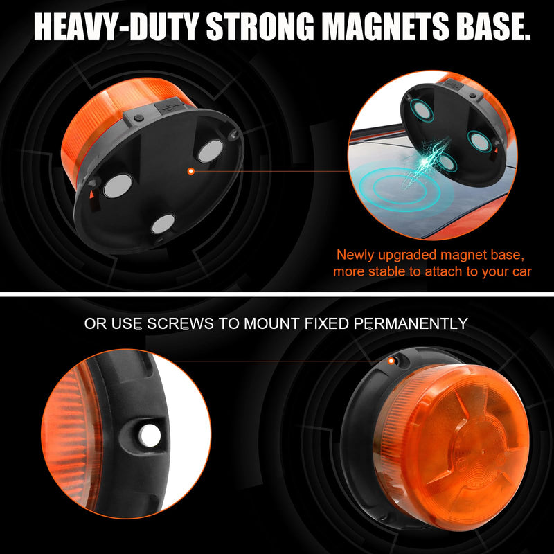 AnTom Magnetic Wireless Strobe Light, Waterproof Rechargeable LED Beacon Lights for Trucks, Vehicle Emergency Flashing Warning, forklifts,Tractors,Golf Carts,Cars Amber