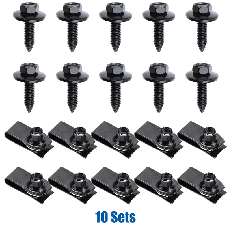 10Sets M8-1.25 Screws & U-Nuts (Pack of 2) One Size (Pack of 2)