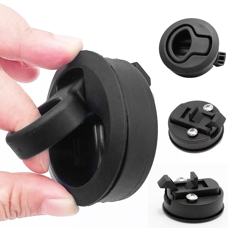 MDEOOSKY 4PCS Boat Latches, 2" Slam Latch Hatch Round Pull Marine, Boat Flush Pull Hatch, Latch Locking for Boat, Handle Round Deck Hatch, Black