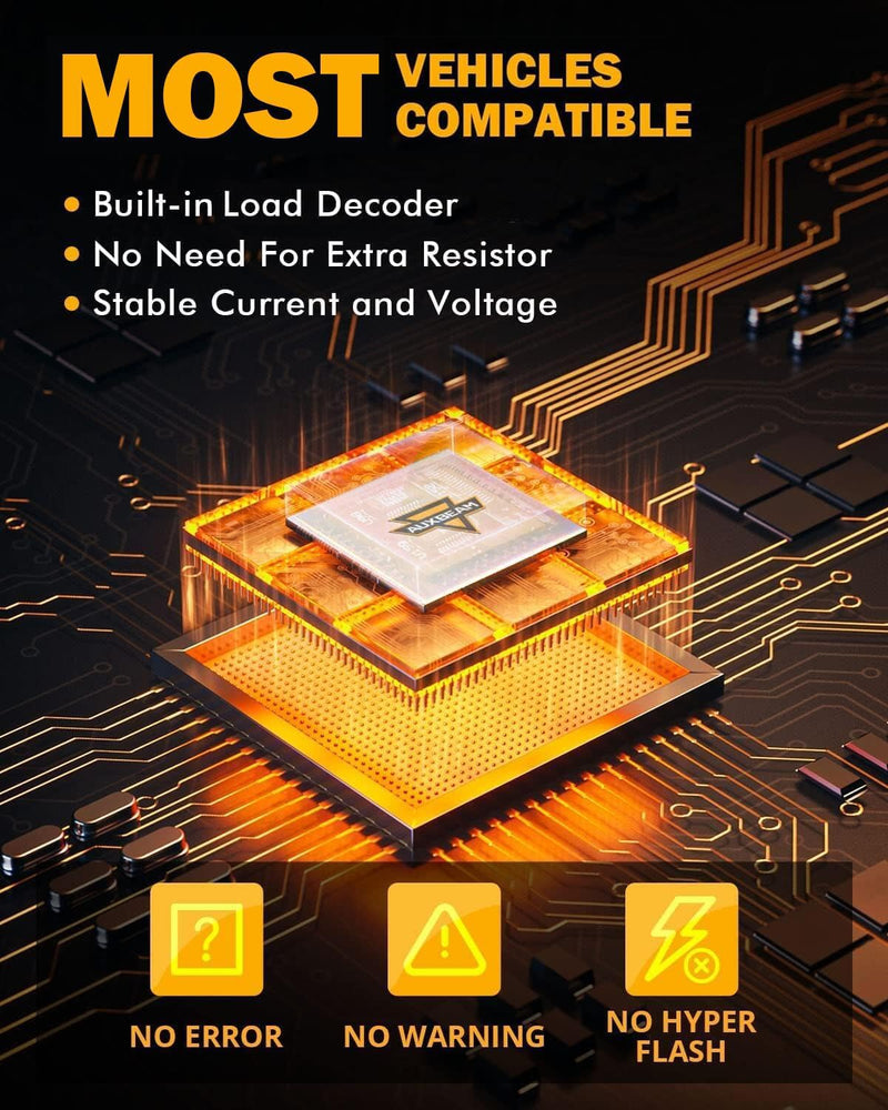 Auxbeam B21 Series 3157 LED Bulbs Amber Yellow Built in Resistor CANBUS Error Free Anti Hyper Flash 3457 4157 Bulb 600% Super Bright Turn Signal Light, Need Resistors for Some Trucks
