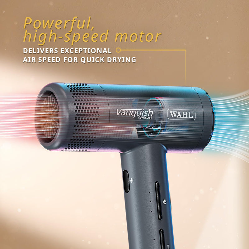 Wahl Vanquish Compact Cool Grey Hair Dryer, Lightweight Professional Styler