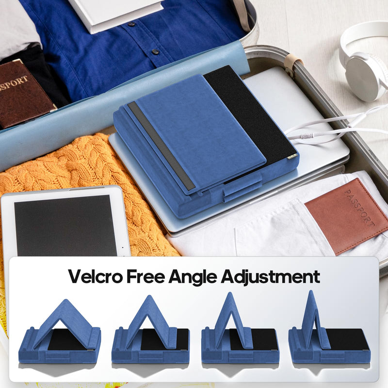 KDD Tablet Pillow Stand, Multi-Angle Viewing I-pad Holder for Lap, Bed and Desk, Foldable Soft Pad Dock with Stylus Mount Compatible with I-pad Pro 12.9, 10.5, 11, Air, Mini, Phones, Books, E-Reader Blue