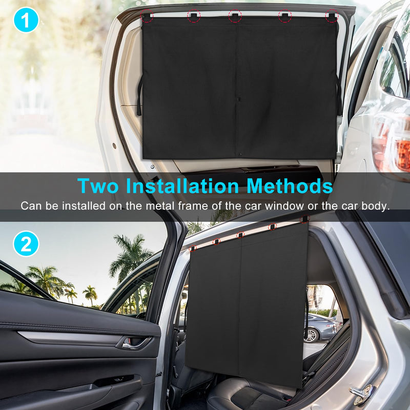 Car Window Shades, 2 PCS Magnetic Double Layer Car Sun Shade for Side Windows Full Shade/Half Shade Options Black Car Window Curtain for Baby (Black-2pcs) Black-2pcs