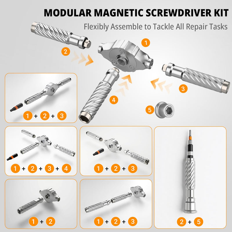 ViviDreamore 100 in1 Magnetic Ratcheting Screwdriver Set, 94 S2 Steel Bits, Storage Case for Computer, Drone, Furniture, Bicycle & DIY, Black