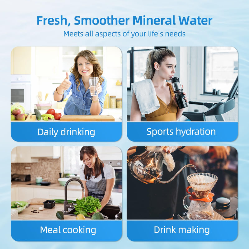 MIZUDO 12 Months Remineralization Filter, 1/4" Quick Connect Alkaline Filter for RO Reverse Osmosis System Under Sink, PH Balance and Restore Minerals, 10-inch PH Alkaline Filter