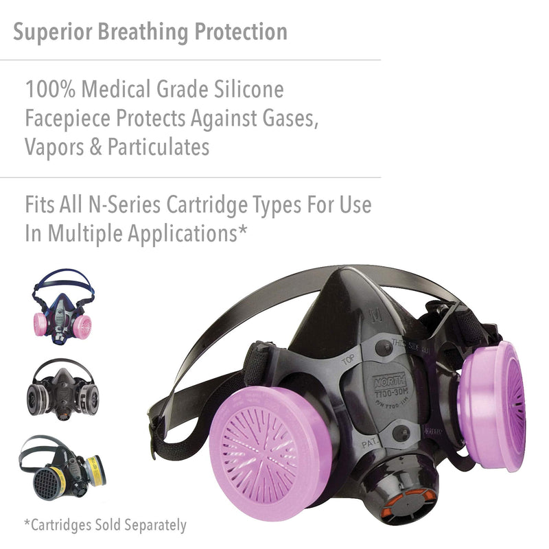 Honeywell North 7700 Series Niosh-Approved Half Mask Silicone Respirator, Small (770030S) 1 Count (Pack of 1)