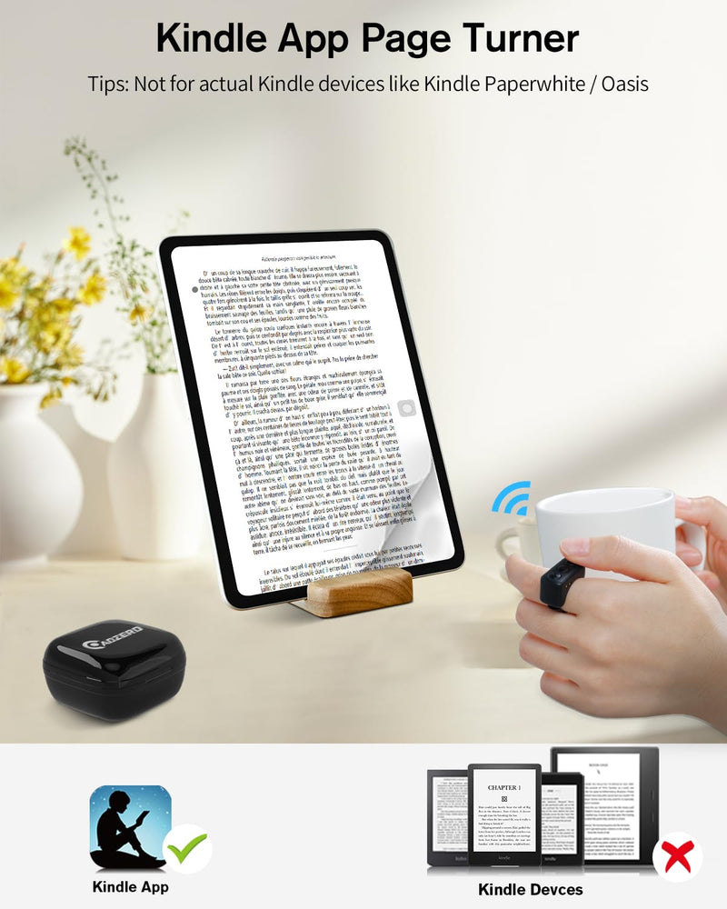 Remote Control for TikTok, Bluetooth Scrolling Ring for TIK Tok, Page Turner for Kindle App, Wireless Camera Remote Shutter for iPhone iPad Android -Black(Not for Kindle Devices) Black