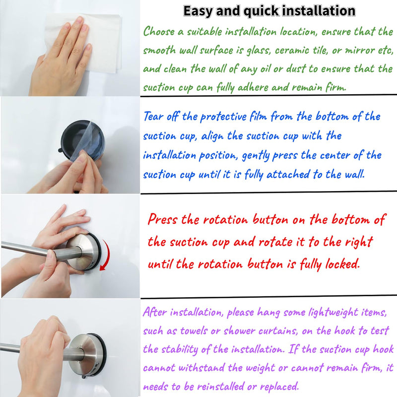 DGYB Adjustable Suction Cup Towel Bar for Bathroom 14 Inch ~ 27 Inch Brushed Nickel Towel Rack Stainless Steel Bath Towel Holder for Glass Shower Door 14"~27" Towel Bar - 1pc/Brushed Nickel