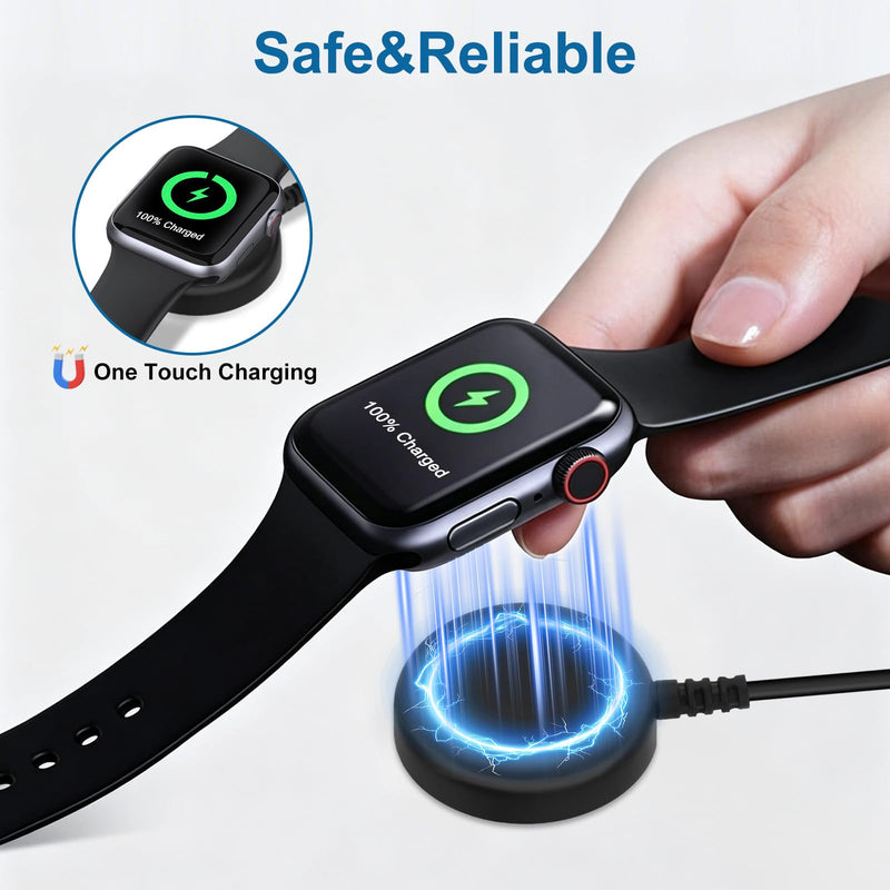 EGK 2 in 1 USB C/A Charger for Samsung Galaxy Watch | 8/8 Classic, 7/6/Ultra, 5/5 Pro/4/6 Classic/3/Active 2/Active 1/FE, Magnetic Wireless Charging Cable 3.3FT black