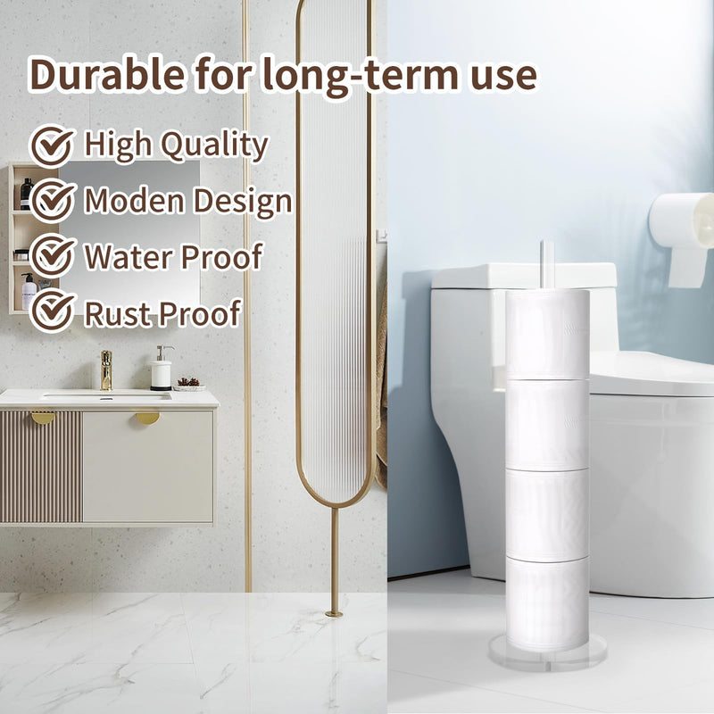 Acrylic Freestanding Toilet Paper Roll Holder for Bathroom Storage