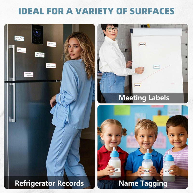 PPB Dry Erase Labels Sticky Notes for Containers, Reusable Waterproof Removable Stickers for Storage Bins, Freezer, Kitchen, Classroom, Whiteboard, All Purpose Use (1.2”x 2”, Multicolor, 60 Dots) 1.2" x 2" (60 labels)