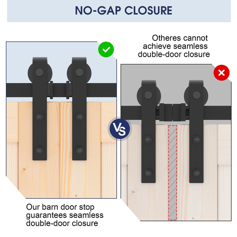Easelife Barn Door Stopper 2pcs, Sliding Door Stop for 1-9/16" Top Track with Hex Wrench & Rubber Buffer, Anti-Derailment Hardware for Single and Double Barn Doors, Black
