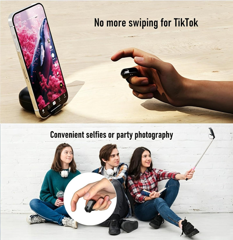 Wireless Finger Ring Mouse with Touchpad – Bluetooth 5.3 Scrolling Ring for TikTok,Kindle Page Turner,Presentation Clicker & Remote Camera Shutter – for iPhone, iPad, Android, PC,Mac,Rechargeable