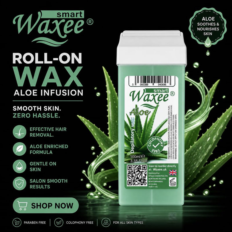  [AUSTRALIA] - Roll on wax cartridge roller wax refill for hair removal, waxing, pack of 6pcs, 100ml- Aloe, from UK brand- Waxee. 100 ml (Pack of 6)