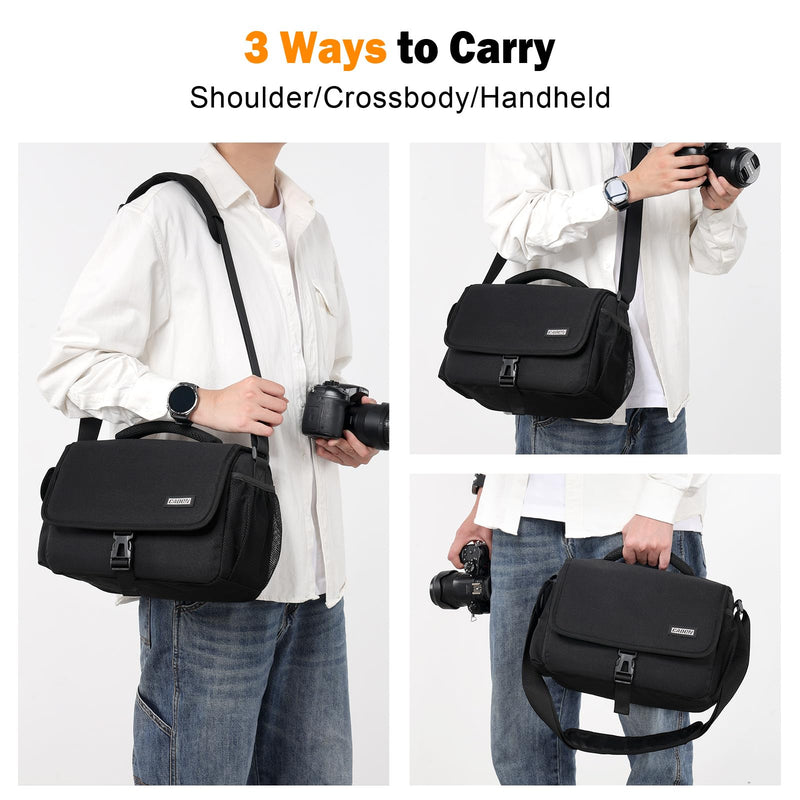 CADeN Camera Bag Case Shoulder Crossbody Bag Compatible for Nikon, Canon, Sony, DSLR SLR Mirrorless Cameras and Lenses (1.0 Black, Large) 1.0 Black