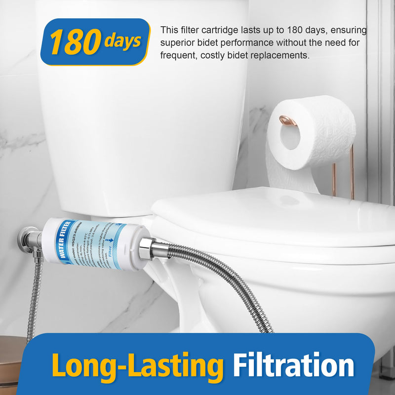 4 Pack Bidet Water Filter and Adapter for Electric Bidet Toilet Seats, Reduce Mineral Deposits & Soften Hard Water, Essential Protection for Smart Toilet, Compatible with 1/2", 3/8", 1/4" Hoses 4