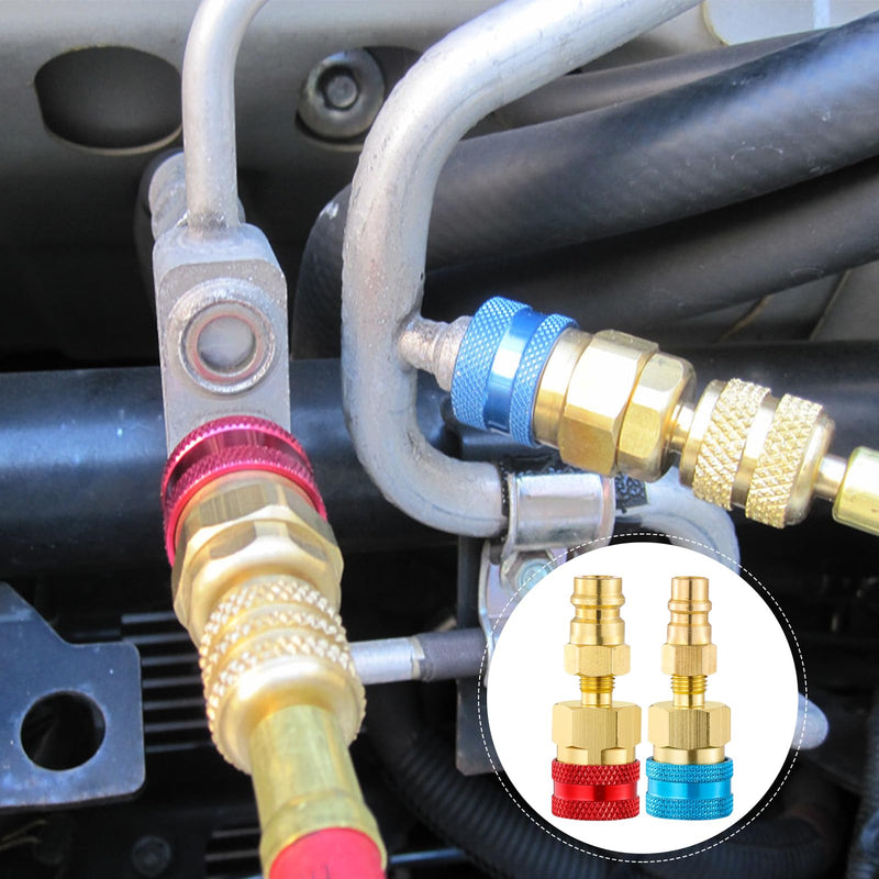 R1234YF Quick Coupler Kit, R1234yf to R134a Quick Coupler Adapter, R1234YF High and Low Side Quick Couplers Kit (R1234YF Adapter + 1PC Can Opener) R1234YF Adapter + 1PC Can Opener