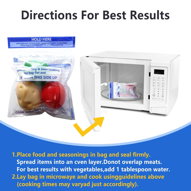 50 Pcs Zipper Steam Bags Reusable Microwave Steamer Cooking Bags Frozen Food Microwave Steam Bag for Vegetables Potatoes Meat (50) 50