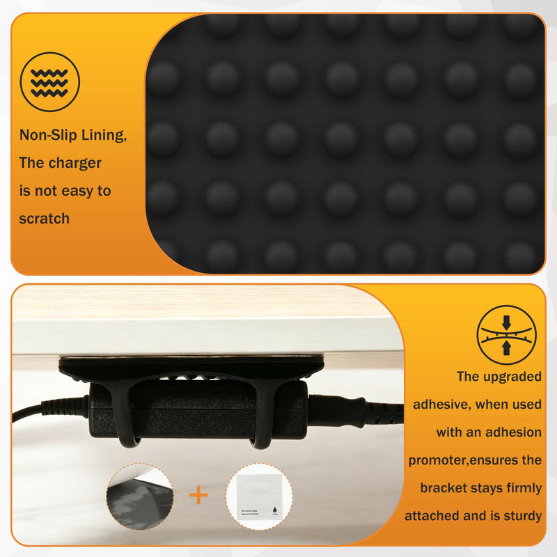 Under Desk Laptop Charger Holder Silicone Power Brick Mount with Adhesive | Universal Silicone Flexible Non-Slip Power Adapter Organizer with Ventilated Design for Home, Office, Gaming Desk Dorm 1pc