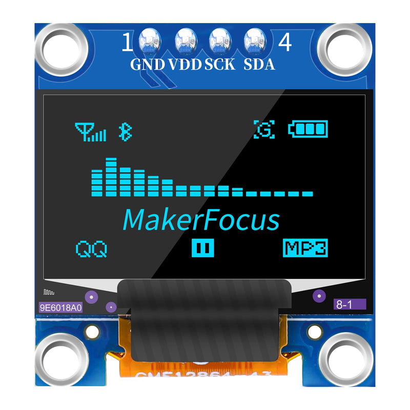 MakerFocus 1pcs 0.96 Inch OLED Display Module I2C IIC Communication SSD1315 Driver 128 x 64 Pixel for Arduino UNO R3 STM32/2 Raspberry Pi (Blue, Soldered) 1pcs blue