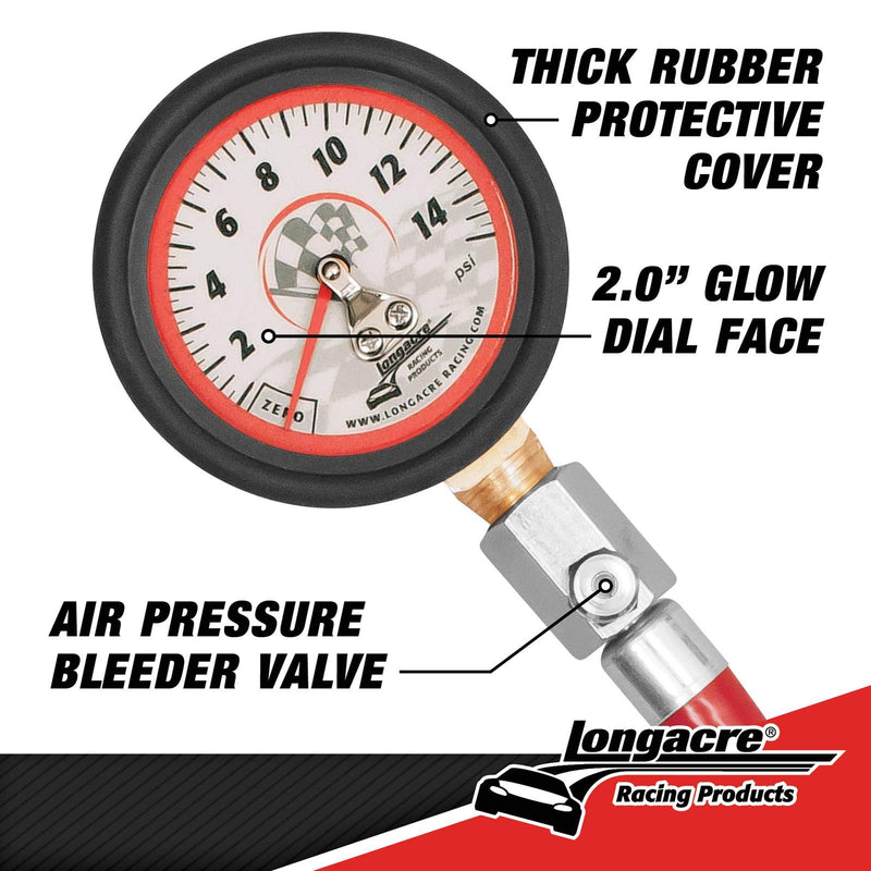Longacre 52-52034 0-15 PSI Tire Pressure Gauge, 2 Inch