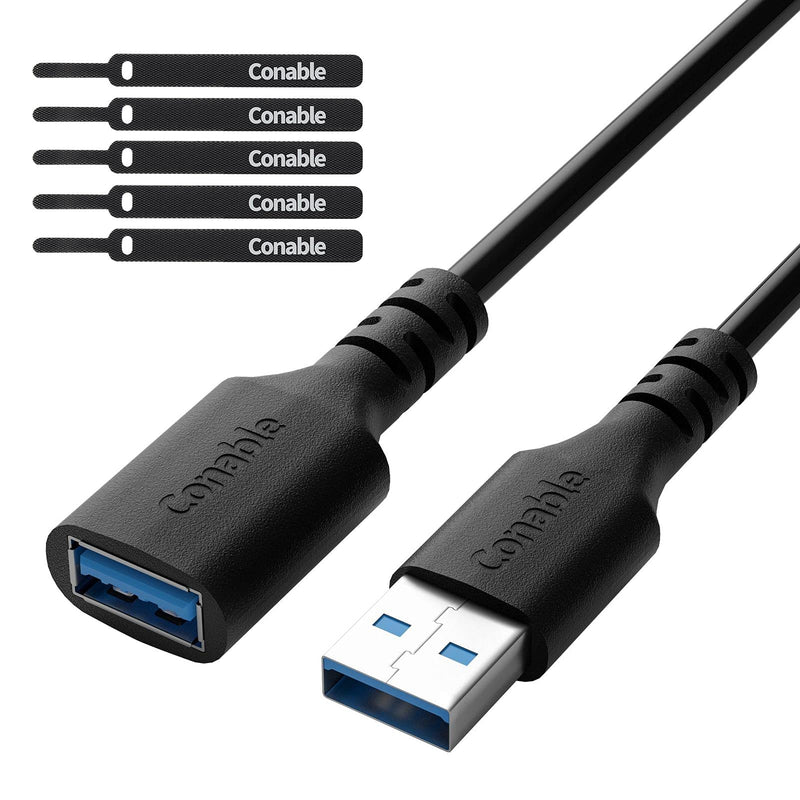 3 Pack USB 3.0 Extension Cable 10 Feet, USB A Male to Female Extender Cord, 5Gbps Data Transfer for Webcam, Printer, Keyboard, Mouse, Flash Drive, Hard Drive, Controller, Black Cable with 5 Cable Ties 10 Feet (3 Pack)