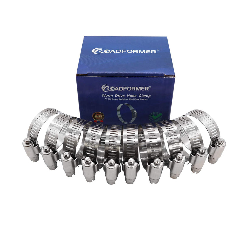 2" Worm Gear Hose Clamp - SAE 32 Size, Full Stainless Steel with 1/2" Band Width, Working Range 40mm - 64mmHose Clamps, 10 Pack 2" Hose Clamp 40mm - 64mm (1.57" - 2.5")