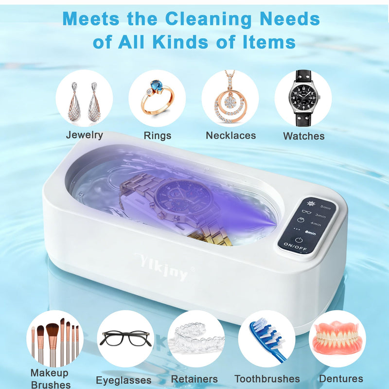 Ultrasonic Jewelry Cleaner, 55KHz 400ml Ultrasonic Cleaner with 4 Cleaning Modes & LED Light, Ideal for Jewelry Cleaner, Eyeglasses, Rings, Retainers, Silverware, Watches and Small Valuables