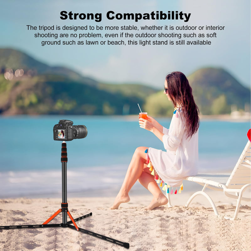 Soonpho Portable Light Stand Adjustable 7ft Carbon Fiber Lighting Tripod Stand with 180° Reversible Leg Tripod Light Photography Maximum Height of 86.5”/220cm for Flash Softboxes Camera SL-255C