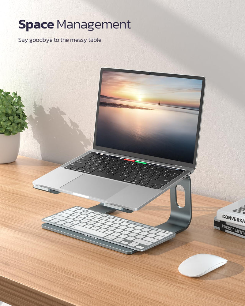 Nulaxy Fully Aluminum Detachable Laptop Stand, Ergonomic Ventilated Cooling Laptop Holder Computer Riser for Desk, Anti-Slip Design Notebook Stand Compatible with All 10-16" MacBook/Dell XPS/HP/Lenovo A-Grey