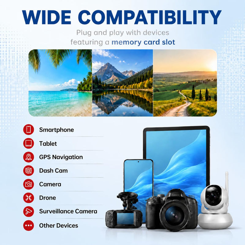 SD Card 512GB with Adapter, TF Memory Card, 512G UHS-I Class 10 A1 Memory Card for Smartphones, Cameras, Tablets (Blue)