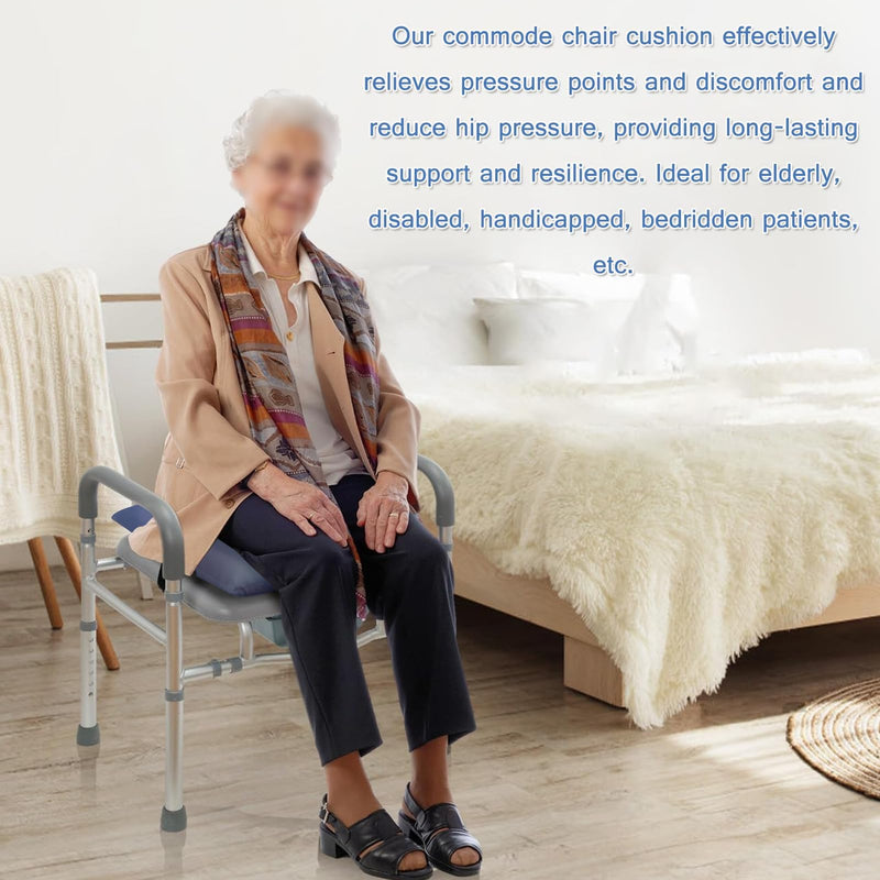 Bedside Commode Cushion - Washable 16.5" X 16.5" Thick Pad PU Cover with Fixing Straps for Commode Chair,Portable Toilet Seat Cushion for Seniors Raz Shower Chair Seat,Blue Blue normal