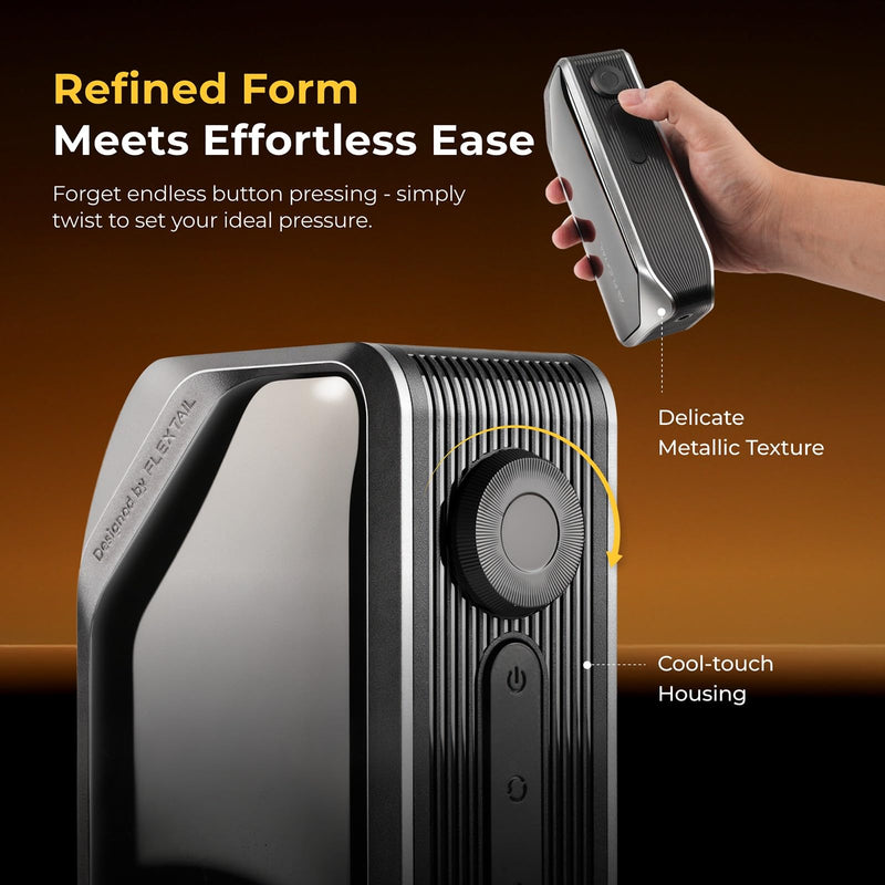 FLEXTAILGEAR Portable Tire Inflator, Rechargeable Electric Air Pump with Knob Pressure Control, Cordless Air Compressor for Car Tires, Bike, Balls, Digital Pressure Gauge, Auto Shut-Off.
