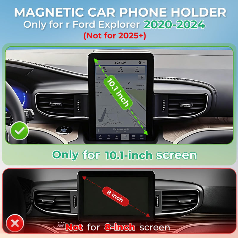 Car Phone Holder for Ford Explorer 2020-2024 with 10.1-Inch Screen (Not for 2025+ & 8-Inch Screen) 360° Rotation Magnetic Cell Phone Mount, Compatible with Magsafe, Does Not Affect Air Vent Fit for 2020-2024 Explorer, 10.1-Inch