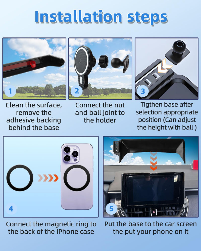 Car Phone Mount for Honda Accord 2018 2019-2021 2022 Accessories 10th Gen Accord for 8-inch Screen 360° Rotation Magnetic 15W Fast Wireless Charger Cell Phone Holder Hand Free Not Affect Air Vent Honda Accord 2018-2022 (8 inch) Magsafe+ Wireless Charger