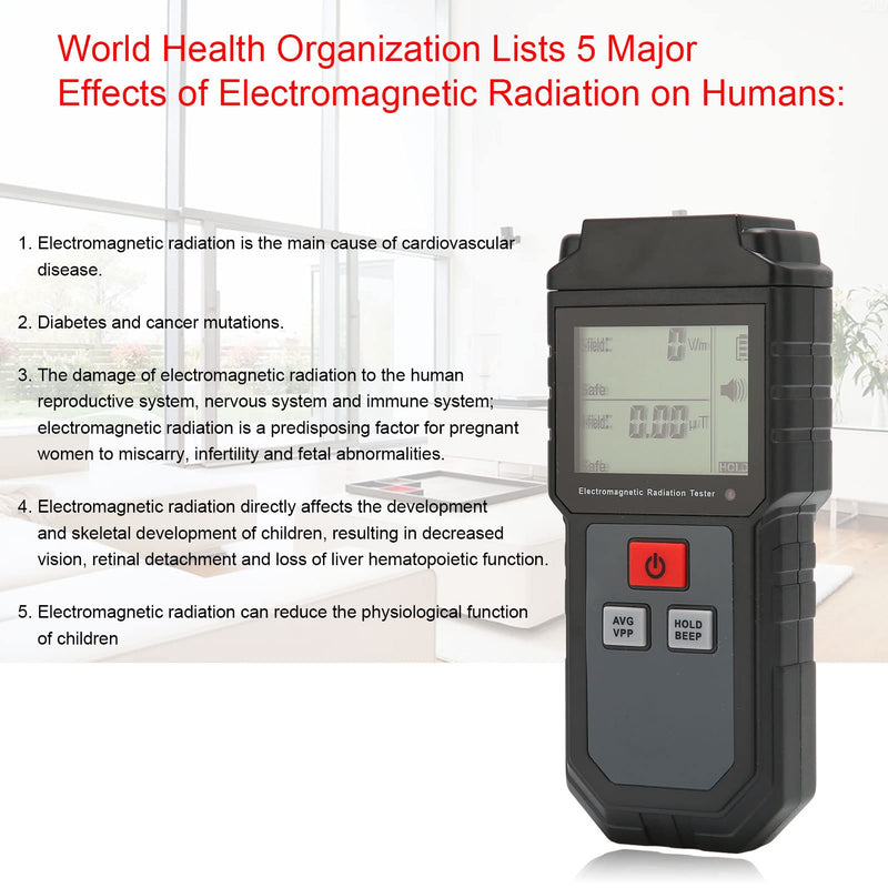 Hozee Geiger Counter, Nuclear Radiation Detector, Electromagnetic Field Personal Radioactive Portable Dosimeter, EMF Meter with LCD Display for Home 1V/M‑1999V/M