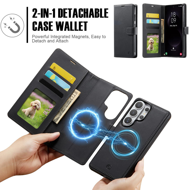 for Samsung Galaxy S26 Ultra Wallet Case, 2-in-1 Detachable Black | Magnetic Case Wallet, PU Leather Flip Cover with Card Holder & Wrist Strap, Detachable Wallet Phone Case, Black